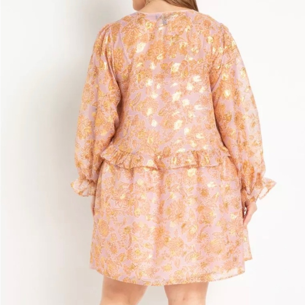Clipped Jacquard Ruffle Mini Dress - Picture 2 of 9